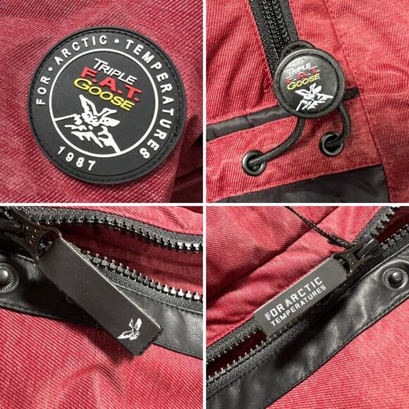 NEW Triple F.A.T. Goose Down Fur Hood Jacket SIZE XS Winter Maroon Coat NWT $550 - Picture 5 of 16